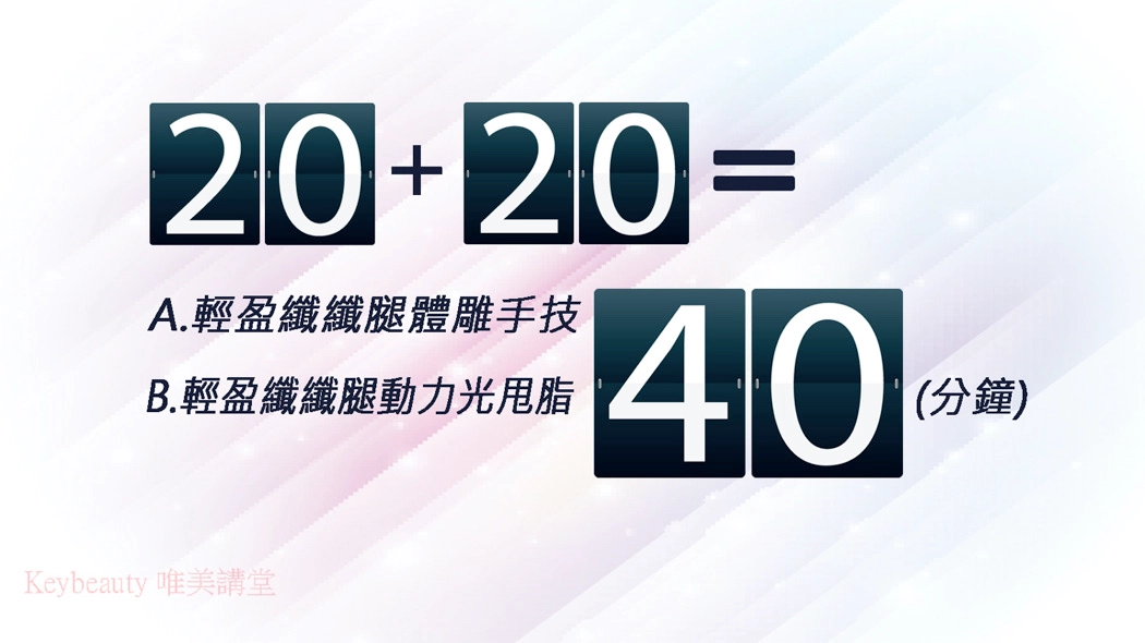 A的手技20分鐘,B的最適設備,也是20分鐘。後者是個休息的好時機唷~
